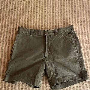 J. Crew Green Flat Front Shorts 5” Inseam